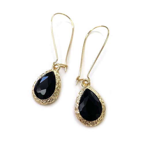 Teardrop Glass Crystal Bead with Kidney Wire Earrings