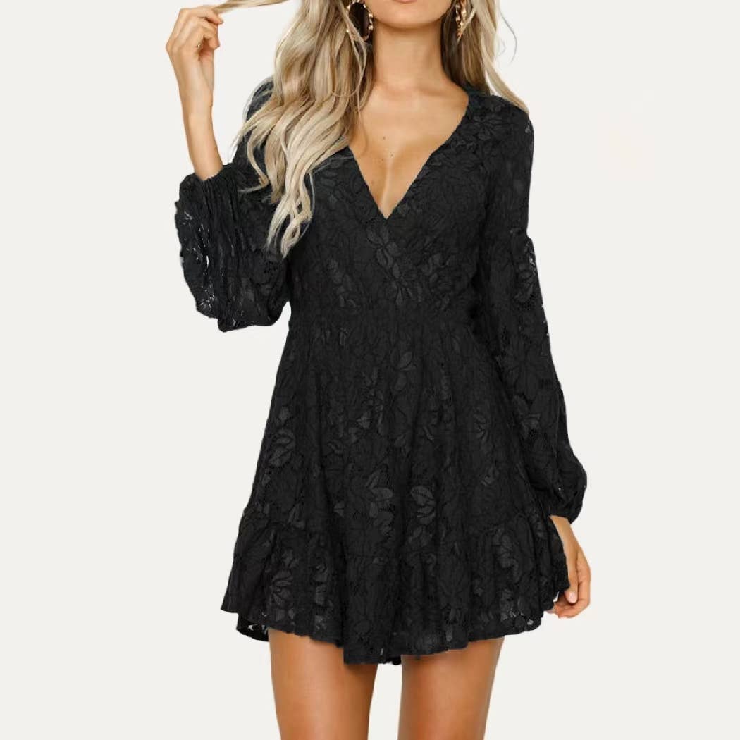 Lady Grace Green Long Sleeve Mini Dress