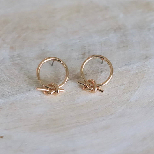 Petite Knot Hoop Stud Earrings