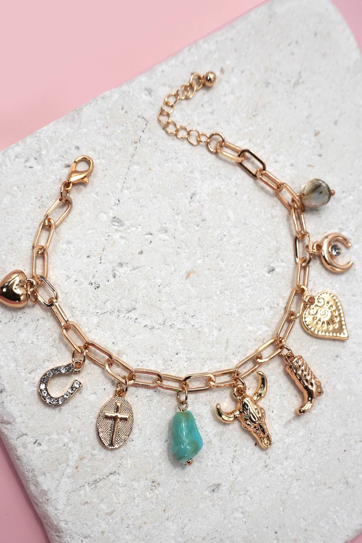CHARM BRACELET-WESTERN BOOT STONE