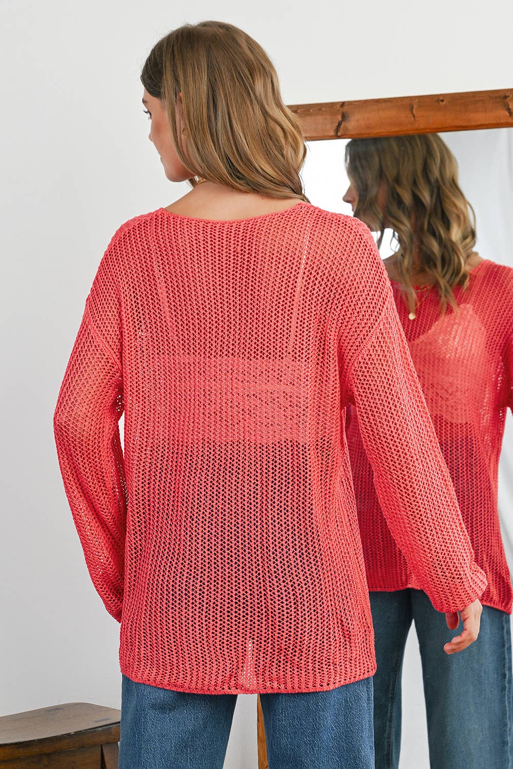 Crochet Hollow-Out Long Sleeve Sweater