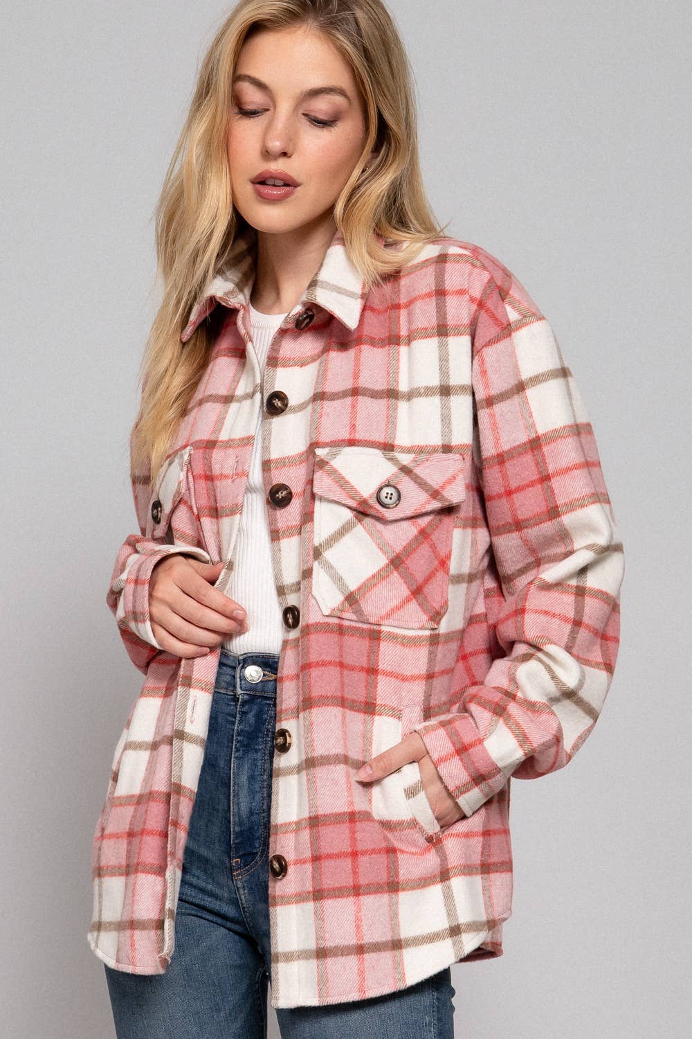 Wool Blend Plaid Jacket