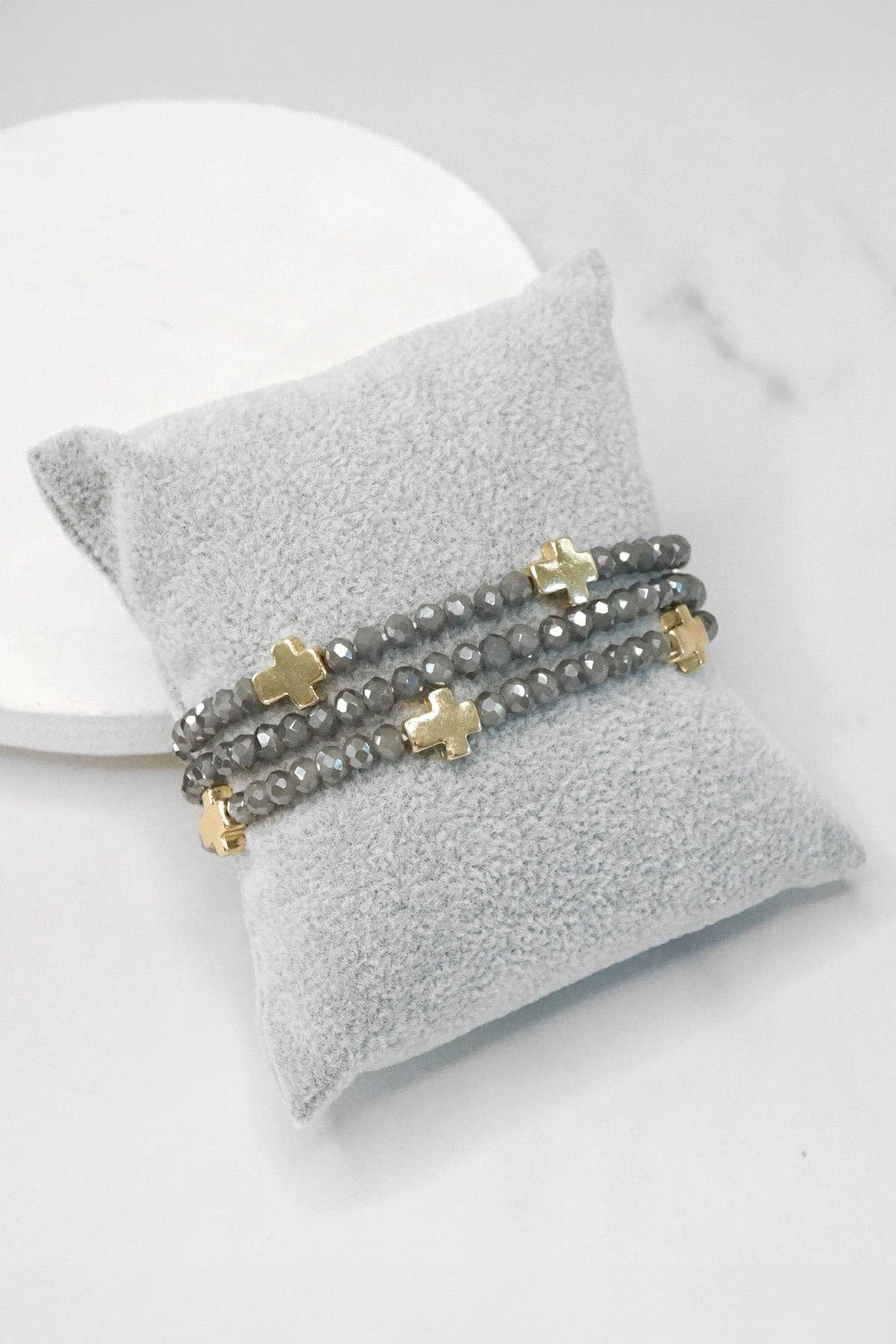 Mini Sideways Cross Bracelet stack Glass