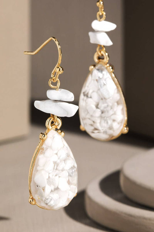 Semi Stone Teardrop Earrings