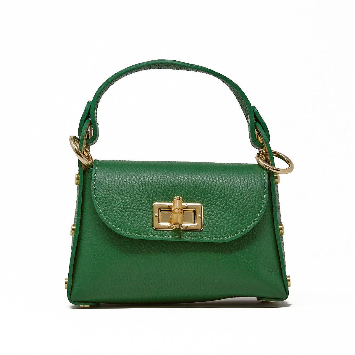 GF1075 GENUINE ITALIAN LEATHER  BAMBOO CLASP, CROSSBODY BAG