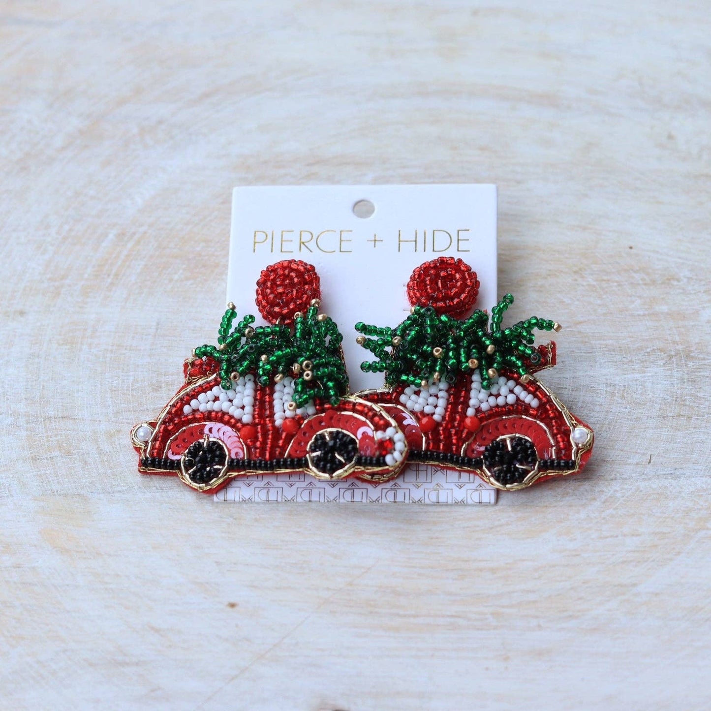 Beaded Christmas Tree Car Earring