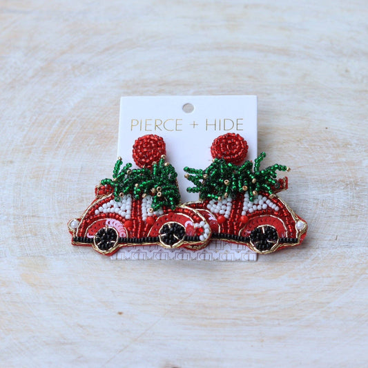 Beaded Christmas Tree Car Earring