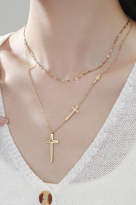 18K Gold Dipped Cross Necklace