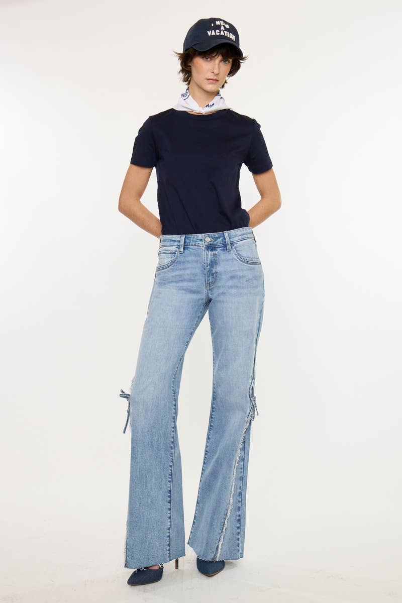 Flare Frayed Bow Jeans