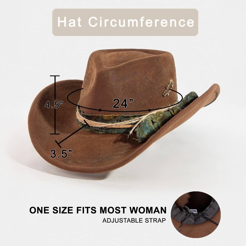 Vintage Safety Pin And Strap Western Hat