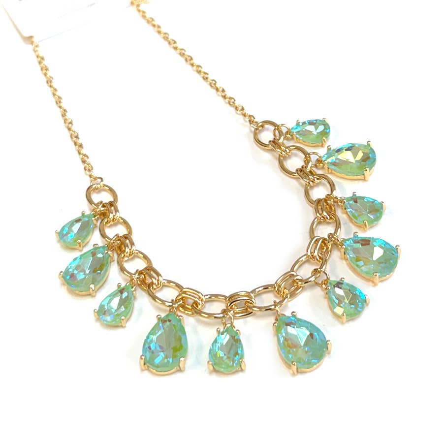 Sparkly Pink Teardrop Crystal Glass Charms Paparazzi Necklace