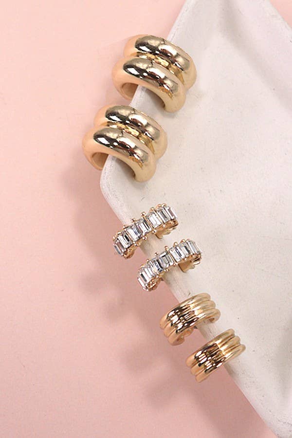 DOUBLE HOOP HUGGIE TRIO EARRINGS |