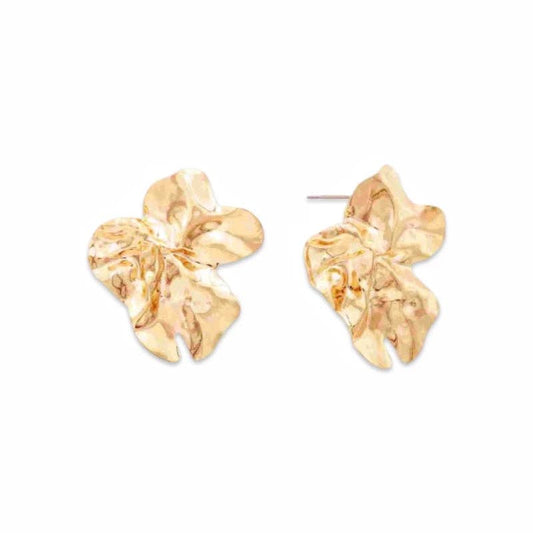 Gold Textured Flower Stud