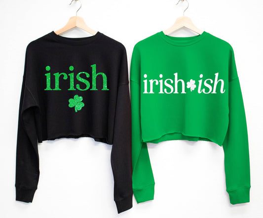 Glitter IRISH-ISH Cropped Sweaters