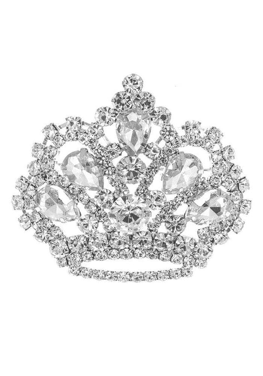 RHINESTONE MIXED SHAPE CROWN BROOCH