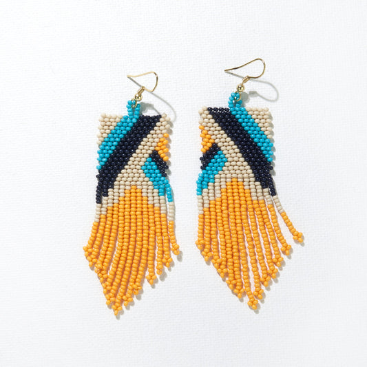 Earring Yellow and Turquoise  Stripe